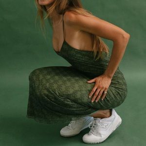 Princess Polly Jagger & Stone Demi Mesh Maxi Dress Khaki